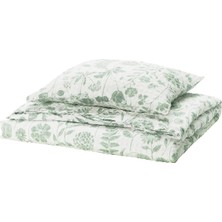 IKEA Nalbjörnbar Beyaz-Gri-Yeşil 150X200/50X60 cm Tek Kişilik Nevresim Seti