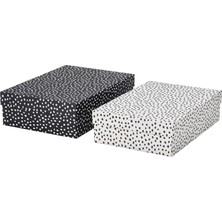 IKEA Rattaren Siyah-Beyaz Kapaklı Kutu
