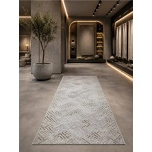 Antiq Halı Gold Modern Kaymaz Taban Salon Hol, Koridor Mutfak Yıkanabilir Jel Kesme Yolluk