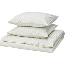 IKEA Bandknıppe Beyaz-Yeşil 240X220/50X60 cm Çift Kişilik Nevresim Seti