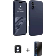 Marsilyan™- iPhone 16 Kılıf Kozmos Yansıma Özel Seri - Siyah 3D Antistatik Hayalet Cam Ekran Koruyucu + Pvd Metal Kamera Lens - Mı