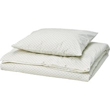 IKEA Bandknıppe Beyaz-Yeşil 150X200/50X60 cm Tek Kişilik Nevresim Seti