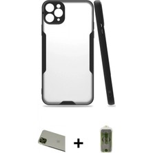 Marsilyan™- iPhone 11 Pro Max Kılıf Atlas Asil Serisi - Siyah Joko Magic 5d Hayalet Cam + Rainbow Kamera Lens Koruma Cam - Yl