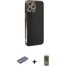 Marsilyan™- iPhone 12 Pro Max Kılıf Yankı Serisi - Siyah Joko Magic 5d Hayalet Cam + Renkli Kamera Lens Koruma Cam - Tu