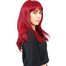 Hsc Bilişim Düz Perçemli Orta Boy Fiber Sen Peruk / Kızıl
