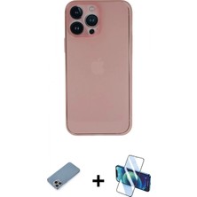 Marsilyan™- iPhone 13 Pro Max Kılıf Yadigar Yansıma Serisi - Siyah 3D Antistatik Cam Ekran Koruyucu + Shine Kamera Lens Koruma Cam - Gı