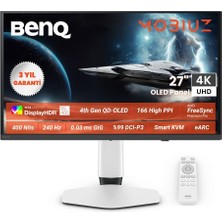Benq 26.5" OLED Mobıuz EX271UZ 0.03MS 240HZ Hdmı-Dp Typec Gaming Monirtör 3840X2160