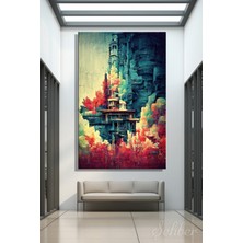 Şehber Kanvas Tablo Dikey Tekli Ev Kafe Ofis Cyberpunk Dystopia Ukiyo-E Japanese Retro Style Manzara 2755