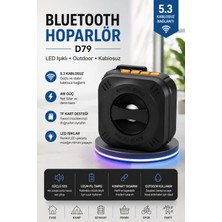 Yenilig Bluetooth Hoparlör LED Işıklı Outdoor Kablosuz Speaker D79 Siyah Tf Kart Destekli 5.3 Bluetooth