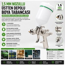 Freed Tools 1,5 mm Nozullu Üstten Depolu Boya Tabancası | Profesyonel Havalı Boya Tabancası