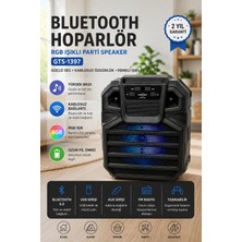 Yenilig Bluetooth Hoparlör Rgb Işıklı Parti Hoparlörü Taşınabilir Kablosuz Speaker GTS-1397 Siyah Yüksek Bass USB Tf Kart Fm Radyo