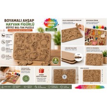 Tuğra 8 Değişik Boyamalı Ahşap Hayvan Figürlü Eğitici Bul Tak Puzzle