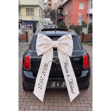 Naz Mutlu Design Gelin Arabası Süsü, Beyaz Dev Fiyonk Süs (Fiyonk Içleri Çift Kat Serme Elyaf Dolgulu)  Düğün, Nişan, Nikah