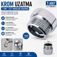 Freed Tools 1/2" Krom Musluk Uzatma 1 cm – Pirinç Krom Kaplama Musluk Bağlantı Uzatma Aparatı (1 Adet)