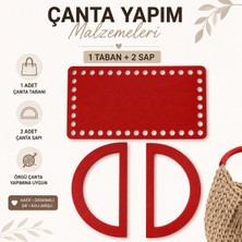 Major Hobi Çanta Yapım Seti Dikdörtgen Çanta Tabanı ve 2 Adet Çanta Sapı 20X11 cm Kırmızı