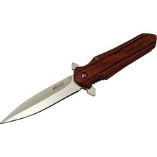 MiraLive Mtech 4-11 Kahverengi Kamp Çakı 21CM- Yarı Otomatik, Kemerlikli, Ahşap Sap