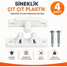 DESIPHON Vidalı 4 Adet Pimapen Pvc Pencere Kapı Sineklik Çıt Çıt Plastik Tutucu Aparat Beyaz Pratik Kapama Kilidi