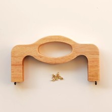 Yumakça Çanta Bursu Ahşap Oval Saplı Açık Sütlü Kahve 20 cm