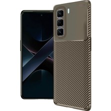 Colezium Infinix 50 4g Kılıf Auto Focus Karbon Kapak - Kahverengi