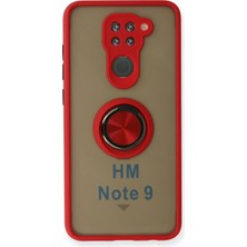 Colezium Note 9 Kılıf Montreal Yüzüklü Silikon Kapak - Kırmızı