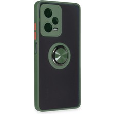 Colezium Note 12 5g Kılıf Montreal Yüzüklü Silikon Kapak - Yeşil