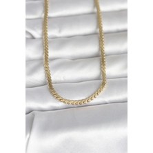 Mey İthalat cm 14K Gold Renk Yassı Ezme Zincir Model 60 cm Kadın Kolye