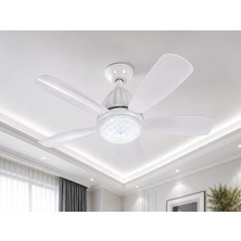 MiraLive Eco Lounge 1 Adet Fim Kristal 50W Ledli 5 Kanat Tavan Vantilatörü 1154 Kumandalı 3 Renk E27 Duy