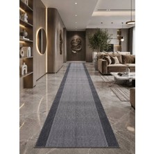 Antiq Halı Safir 0129 Antrasit Kaymaz Taban Salon Hol, Koridor Mutfak Yıkanabilir Jel Kesme Yolluk Halı