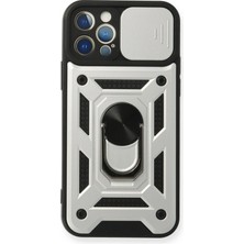 Colezium 12 Pro Kılıf Pars Lens Yüzüklü Silikon - Gümüş