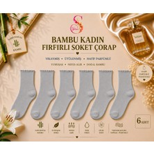 Yshine Bambu Parfümlü Yumuşak Dokulu Fırfırlı Kadın Soket Çorap 6’lı Premium Set