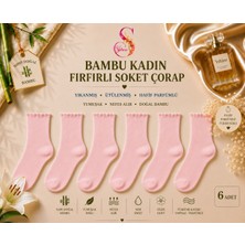 Yshine Bambu Parfümlü Yumuşak Dokulu Fırfırlı Kadın Soket Çorap 6’lı Premium Set