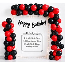 Çavuş E-Ticaret Siyah Happy Bırthday Yazısı Siyah Kırmızı Balon Parti Seti Doğum Günü Seti