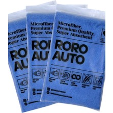 Roro Auto Süper Emici Mikrofiber Oto Kurulama Havlusu 50X70 Çizmez 440 Gsm 3'lü Paket Mavi