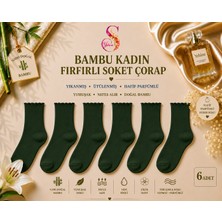 Yshine Bambu Parfümlü Yumuşak Dokulu Fırfırlı Kadın Soket Çorap 6’lı Premium Set