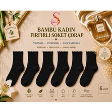Yshine Bambu Parfümlü Yumuşak Dokulu Fırfırlı Kadın Soket Çorap 6’lı Premium Set