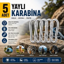 Freed 5 Adet M4 Yaylı Karabina Kanca Seti, Paslanmaz Çelik Karabina Klips, Kamp Çadır Çanta Anahtarlık Askı Kancası
