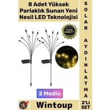 Wintoup #solar Güneş Enerjili Su Geçirmez Dış Mekan Dekoratif 8 Ledli 2 Modlu 2'li Solar Bahçe Aydınlatması