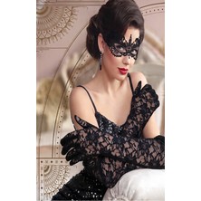 Zurafa Shop Gotik Tasarım Eldiven ve Maske 2 Li Set-Kostüm Tamamlayıcı