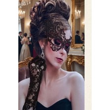 Zurafa Shop Gotik Tasarım  Kısa Eldiven ve Maske 2 Li Set-Kostüm Tamamlayıcı Aksesuar