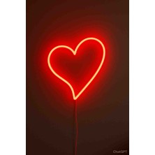 Neon Star 3d Kalp Şeklinde Neon LED Duvar Lambası – Büyük Boy Duvara Monte, Adaptörlü & 3D Baskı Tasarım