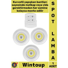 Wintoup #lamba Uzaktan Kumandalı Yapışkanlı Pilli Mutfak Banyo Dokunmatik Şık LED Aydınlatma 3'lü Spot Lamba
