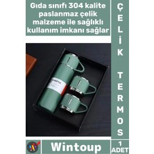 Wintoup #termos Sızdırmaz Isı Korumalı Vakumlu Paslanmaz Outdoor Piknik Seyahat Seti 3 Bardaklı Çelik Termos