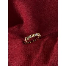 Triya Wear STUDIO-316L Çelik Kadın Zirkon Taşlı x Motifli Yüzük- Gold Renk Ayarlanabilir Çelik-Zarif Tasarım