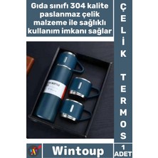 Wintoup #termos Sızdırmaz Isı Korumalı Vakumlu Outdoor Piknik Seyahat Seti Paslanmaz 3 Bardaklı Çelik Termos