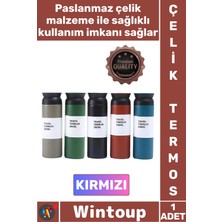 Wintoup #termos Paslanmaz Sızdırmaz Vakumlu Isı Koruyucu Hediyelik Kamp Piknik Kırmızı Çelik Termos 500 ml