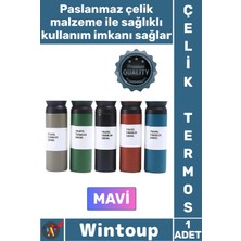 Wintoup #termos Paslanmaz Sızdırmaz Vakumlu Isı Koruyucu Hediyelik Kamp Piknik Mavi Şık Çelik Termos 500 ml