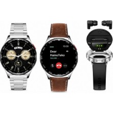 HainoTeko Haino Teko Watch Ultra 12 Akıllı Saat Gümüş Kulaklıklı 1 Kasa 3 Değiştirilebilir Kordon  AMOLED Ekran Bluetooth Arama  IP67 Suya Dayanıklı  Uzun Pil Ömrü