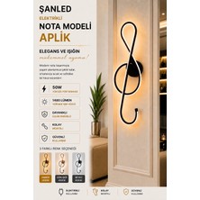 ŞANLED Dekoratif 50W Nota Modeli Iç Mekan Gold Kasa 3 Renkli Işık Elektrikli 55 cm Duvar Aplik