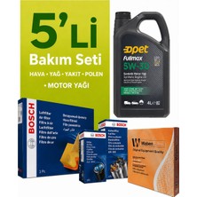 Bosch Kia Rio 1.4 Dizel Filtre Bakım Seti-Opet 5W30 4lt (2011-2017) 5 Li