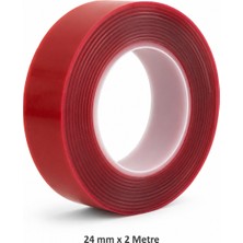 Piton Şeffaf Çift Taraflı Akrilik Bant 24 mm x 2 Metre Güçlü Montaj Bandı